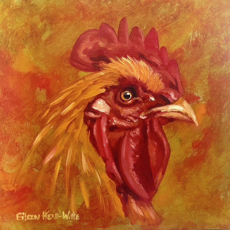 Farm Animals Painting - Golden Rooster by Eileen Herb-witte