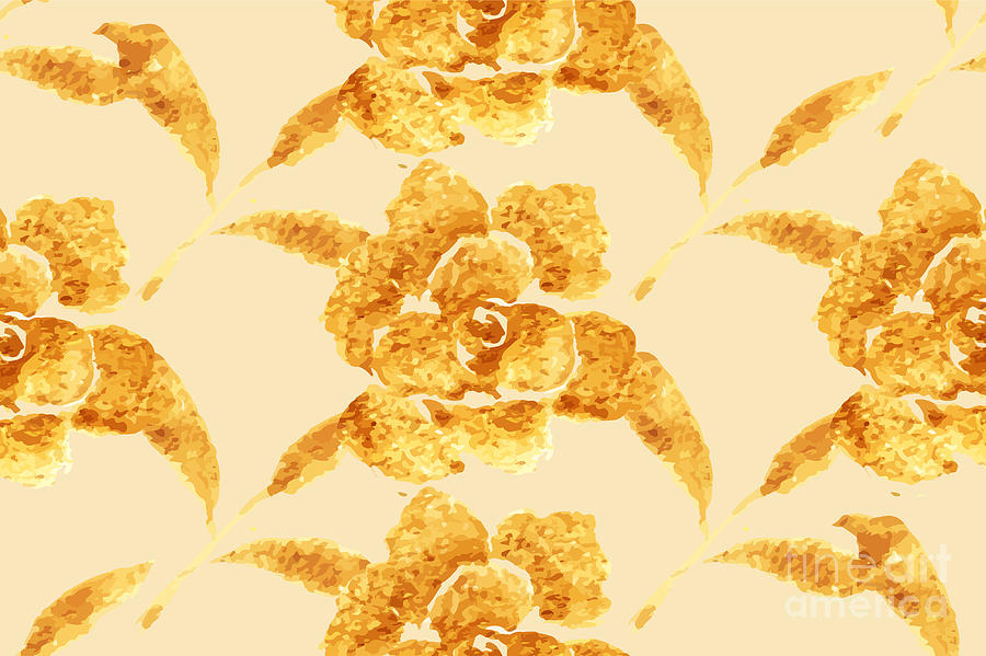 Love Digital Art - Golden Rose, Hand-drawn Flower, Floral by Rasveta Love Digital Art - Golden Rose, Hand-drawn Flower, Floral by Rasveta