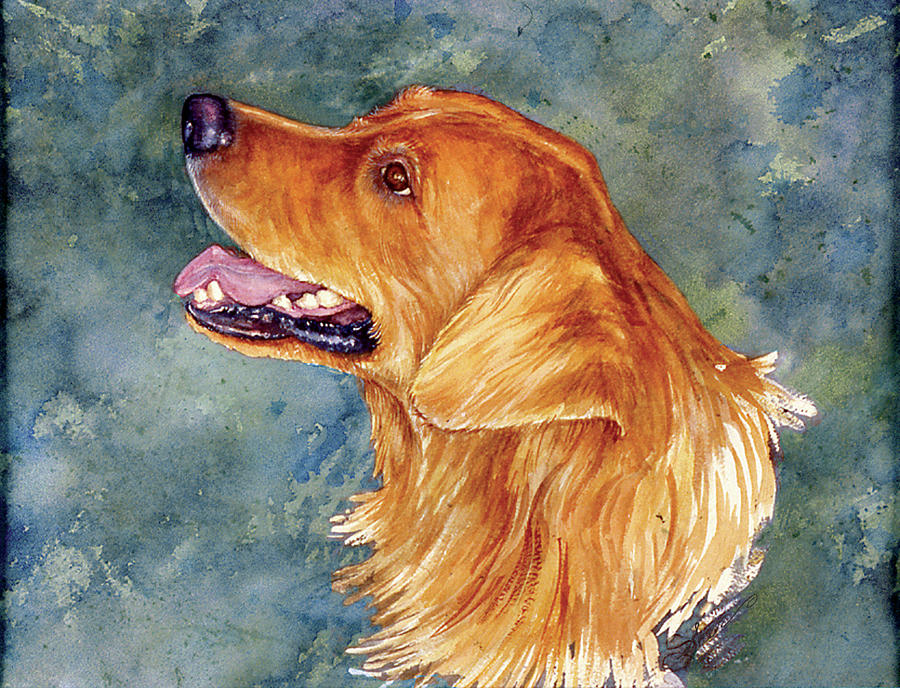 Dog Painting - Golden Smile by Sher Sester