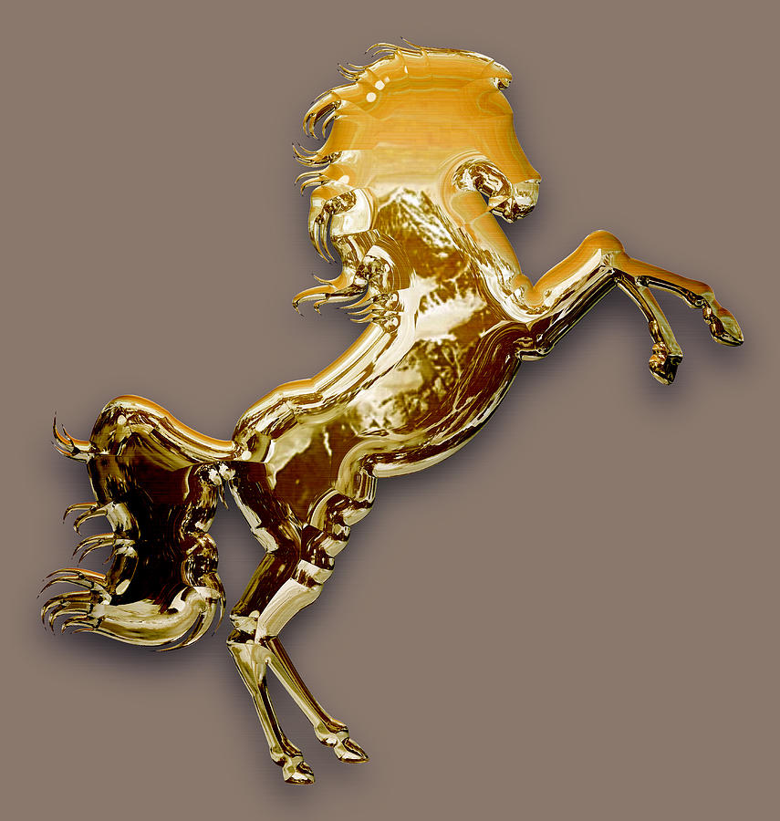 Golden Stallion Mixed Media by Marvin Blaine