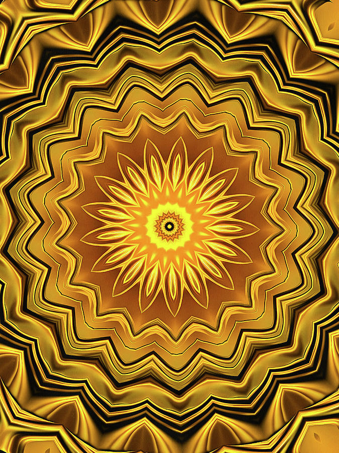 Golden Sun Mandala Vertical Digital Art by Matthias Hauser