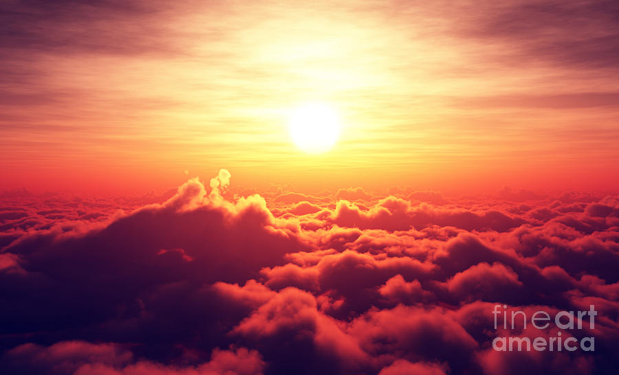 Sunrise Digital Art - Golden Sunrise Above Puffy Clouds by Johan Swanepoel Sunrise Digital Art - Golden Sunrise Above Puffy Clouds by Johan Swanepoel