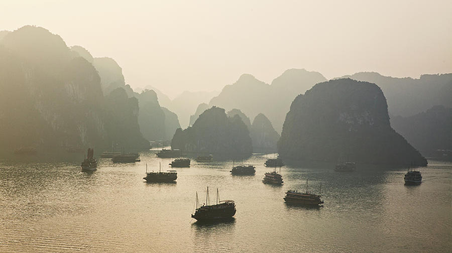 Golden Sunrise At Halong Bay Photograph by All Rights Reserved - Copyright