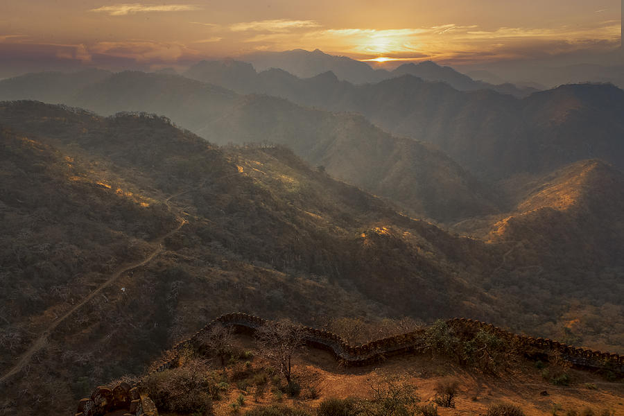 Mountain Photograph - Golden Sunset by Anita Singh