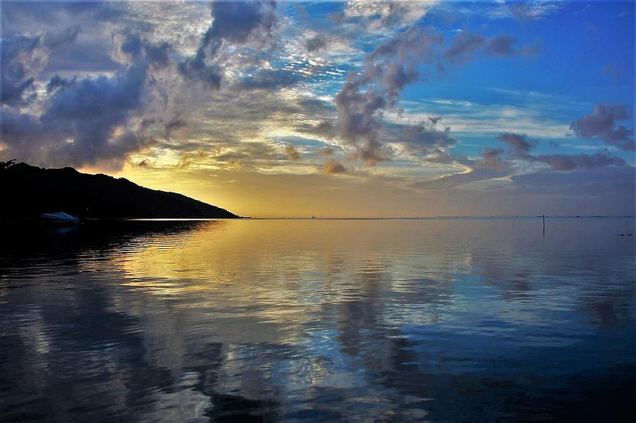 Golden Tahitian Sunrise Photograph by Heidi Fickinger