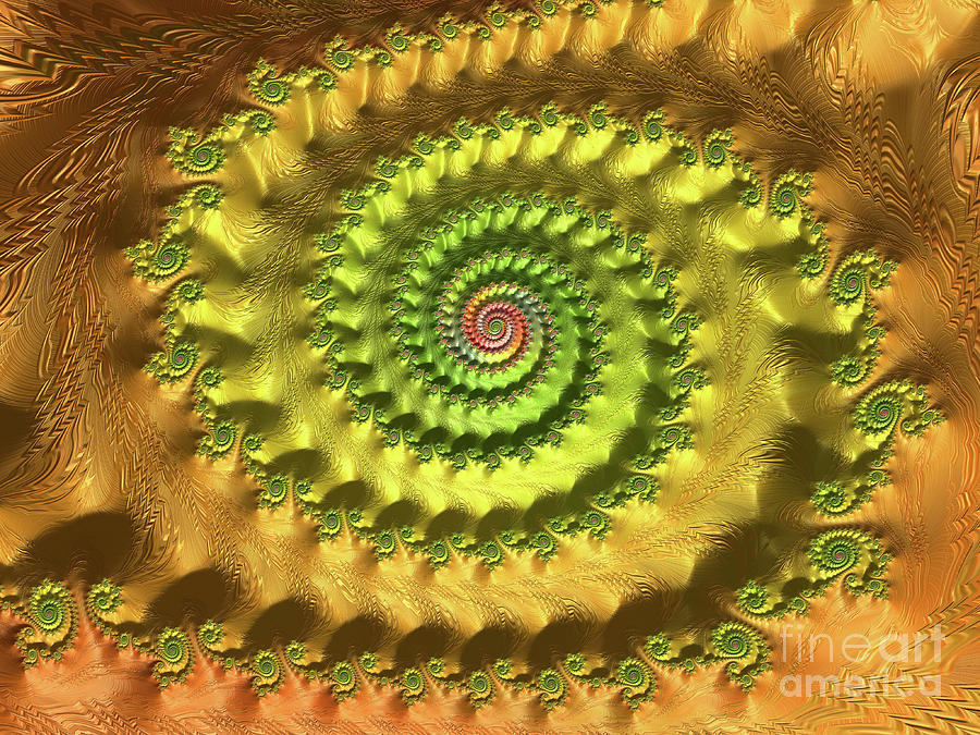 Golden Textured Spiral Digital Art by Elisabeth Lucas - Fine Art America