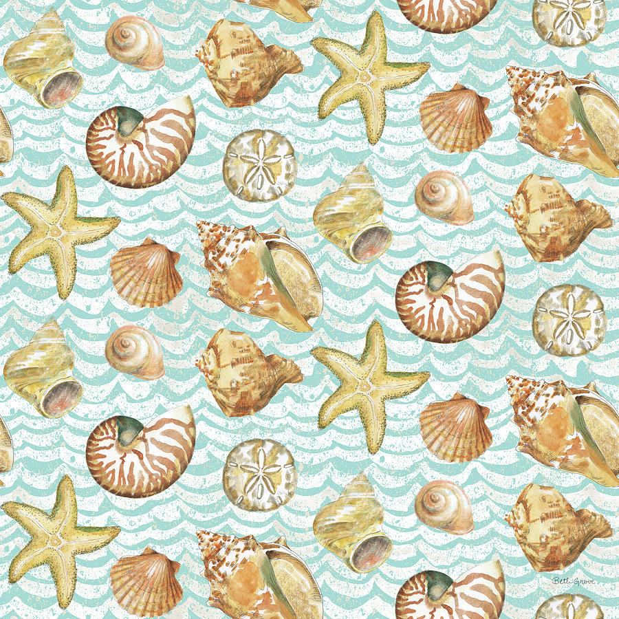 Pattern Painting - Golden Treasures Shell Wave Pattern by Beth Grove