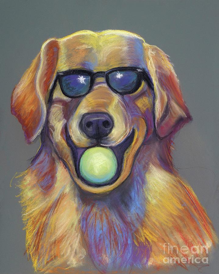Animals Pastel - Golden with ball by Ann Hoff Animals Pastel - Golden with ball by Ann Hoff