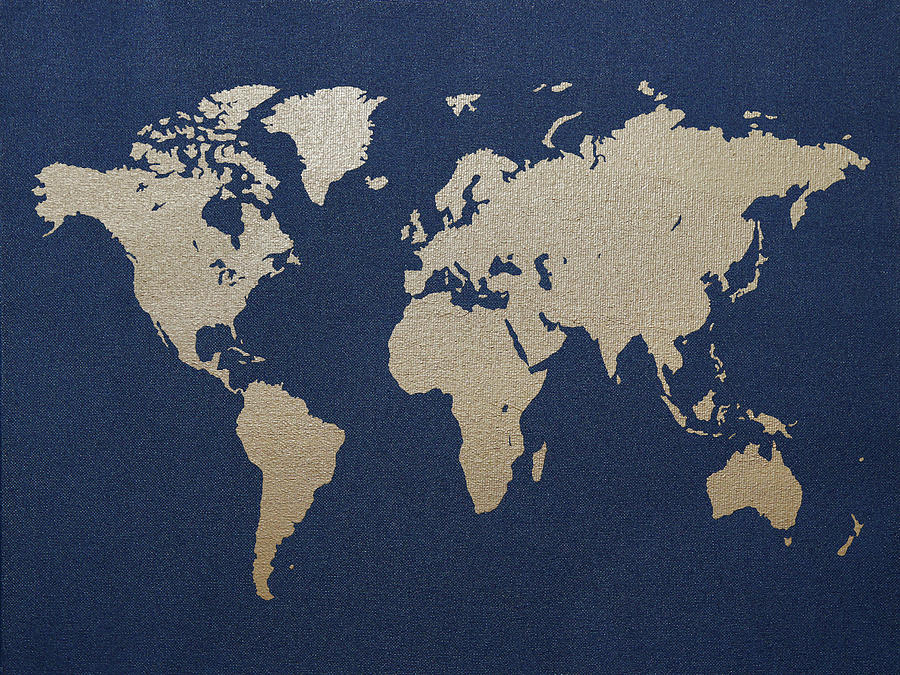 Golden World Map Painting