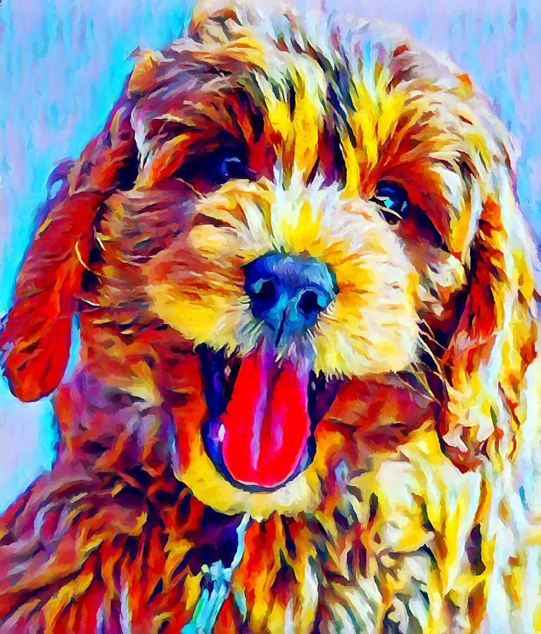 Dog Art Golden Doodle Portrait on Canvas