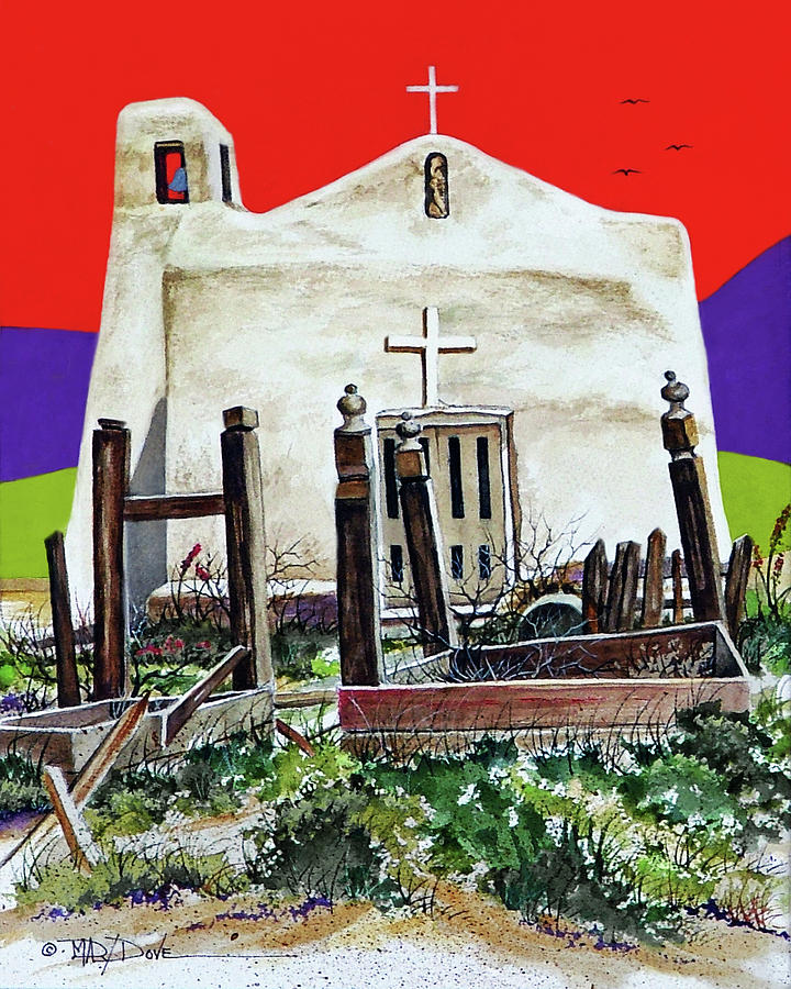 Golder New Mexico Mission Cemetery Painting by Mary Dove