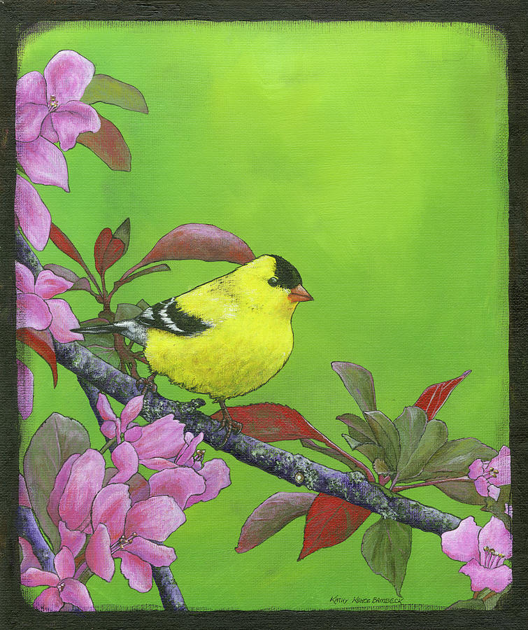 Bird Painting - Goldfinch by Kathy Kehoe Bambeck