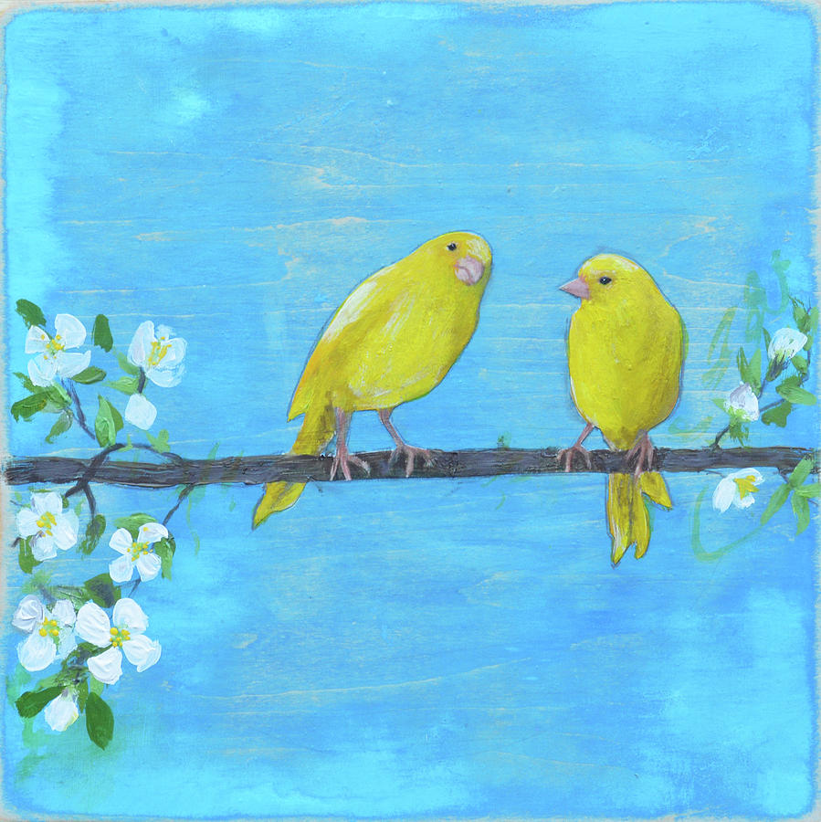 Nature Mixed Media - Goldfinch Pair by Donna Stubbs Nature Mixed Media - Goldfinch Pair by Donna Stubbs