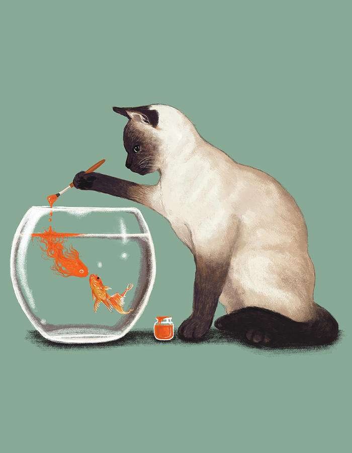 Fish Mixed Media - Goldfish Need Friend by Tummeow