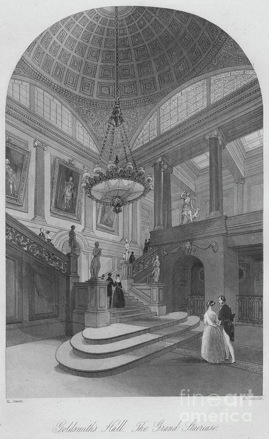 Goldsmiths Hall. The Grand Staircase Drawing by Print Collector
