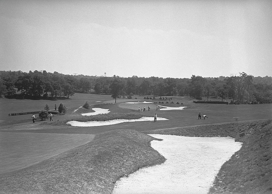 Golf Course, B&w, Elevated View Photograph by George Marks
