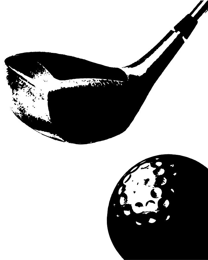 Golf Digital Art - Golf Pop Art - Black White by Flo Karp
