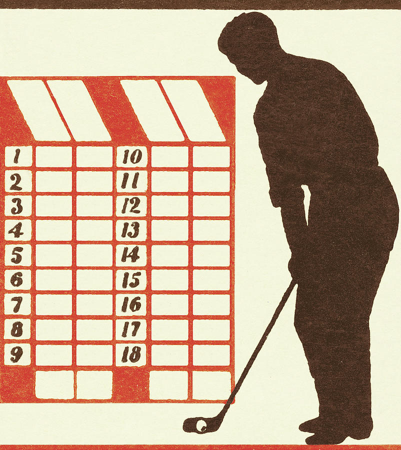 Golfer and Scorecard Drawing by CSA Images