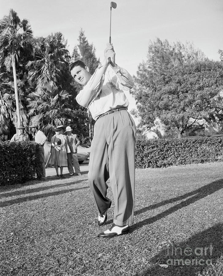 Golfer Johnny Bulla Hitting Ball Photograph by Bettmann
