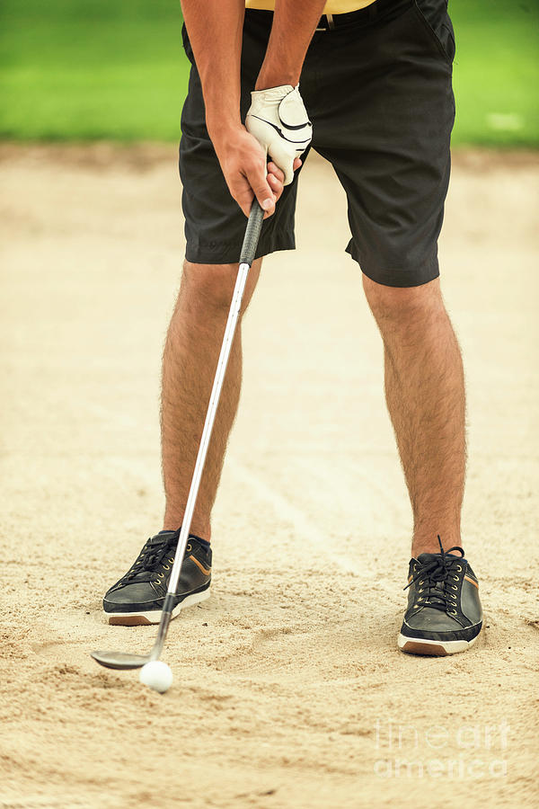 Golfer Playing From Sand Trap Photograph by Microgen Images/science Photo Library