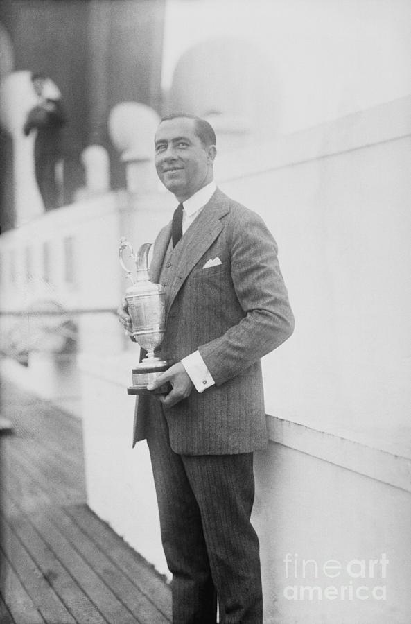 Golfer Walter Hagen Holding Trophy by Bettmann