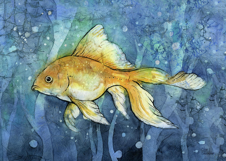 Goldfish Painting - Golfish by Olga Shvartsur