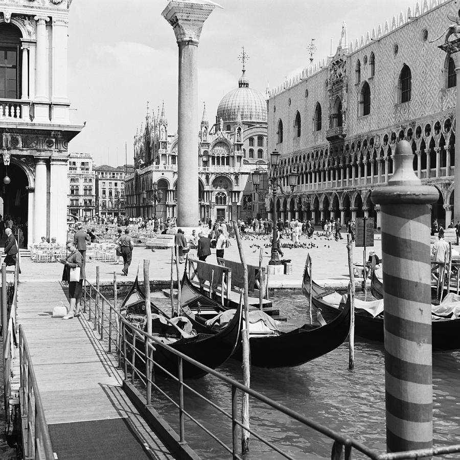 Gondola And San Marco Place At Venise Photograph by Keystone-france