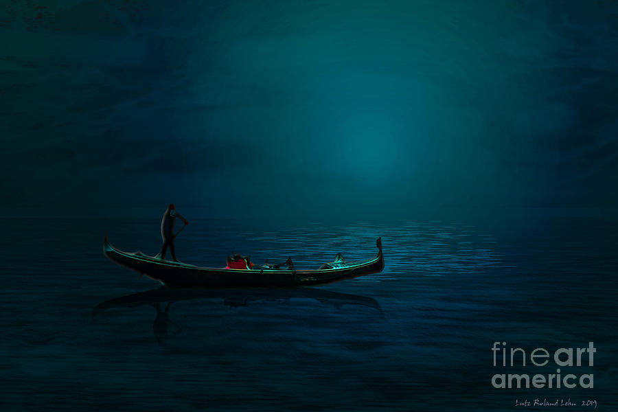 Gondola at night Digital Art by Lutz Roland Lehn