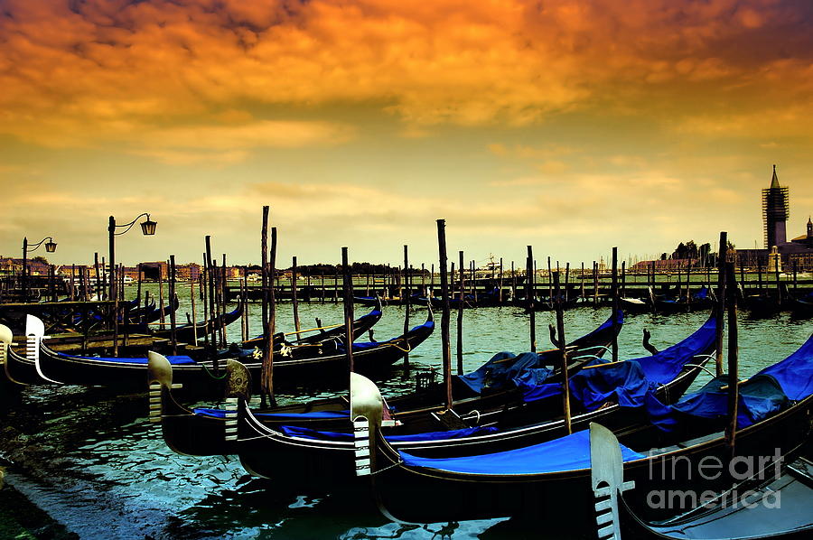 Date Photograph - Gondola Parking Venice - Italy by Vinicius Tupinamba