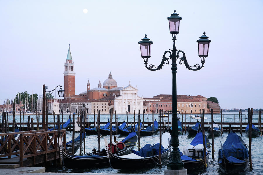 Gondolas And A Street Lamp With San Photograph by Uyen Le
