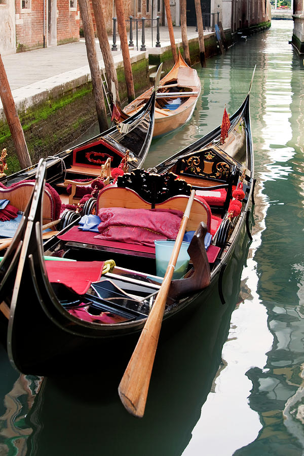Gondolas In Canal Venice Italy Photograph by Lillisphotography