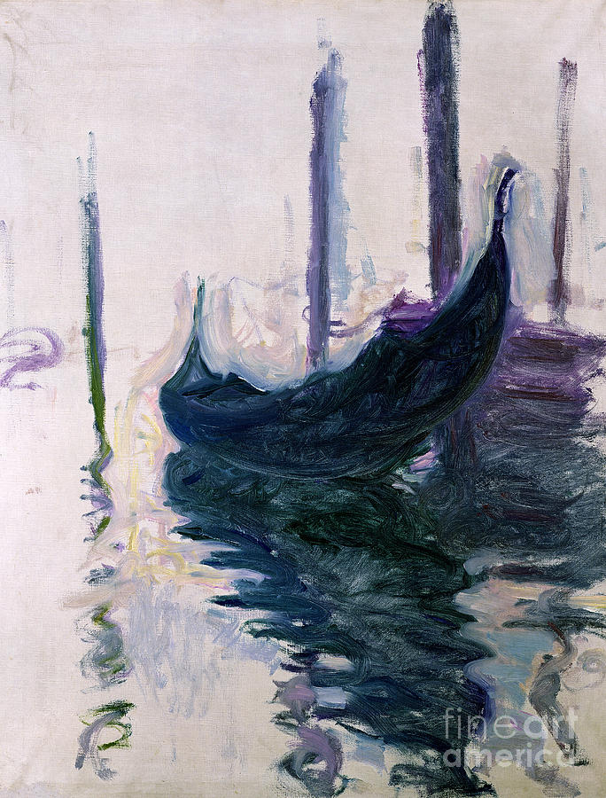 Claude Monet Painting - Gondolas in Venice, 1908 by Claude Monet