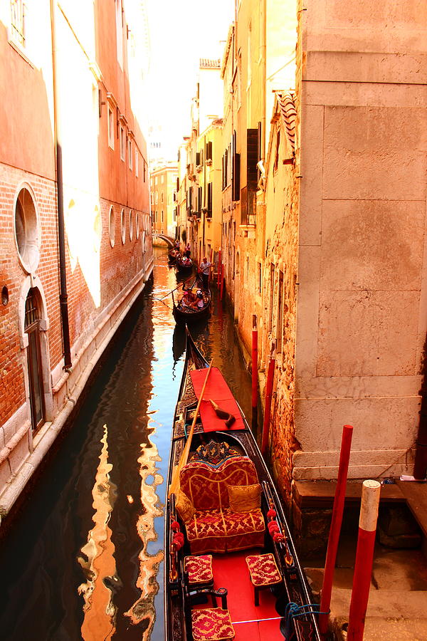 Gondolas on the Canal Photograph by Loretta S