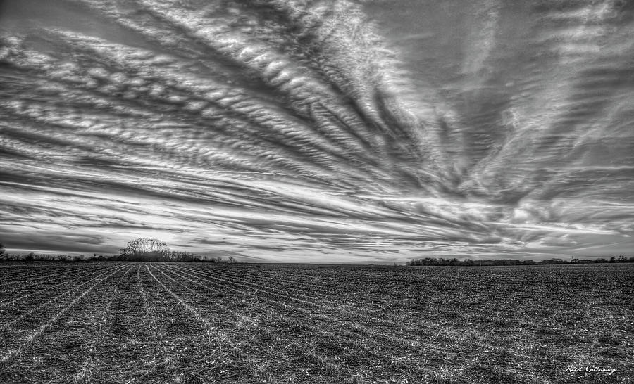 Gone With The Wind Sunset B W Oconee County Georgia  Landscape Farming Art Photograph by Reid Callaway