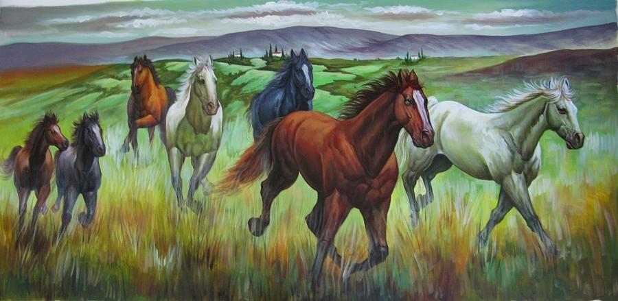 Good luck horses Running Painting by Vishal Gurjar - Fine Art America