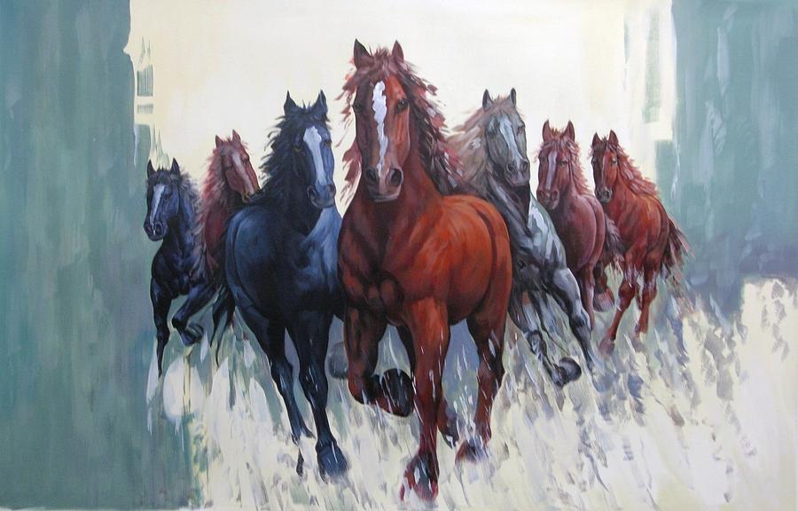 Good Luck Horses Painting by Vishal Gurjar - Fine Art America