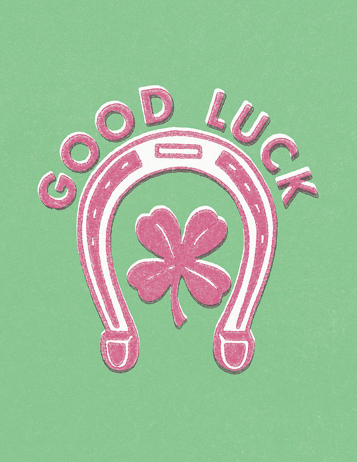 Vintage Drawing - Good Luck Horseshoe by CSA Images