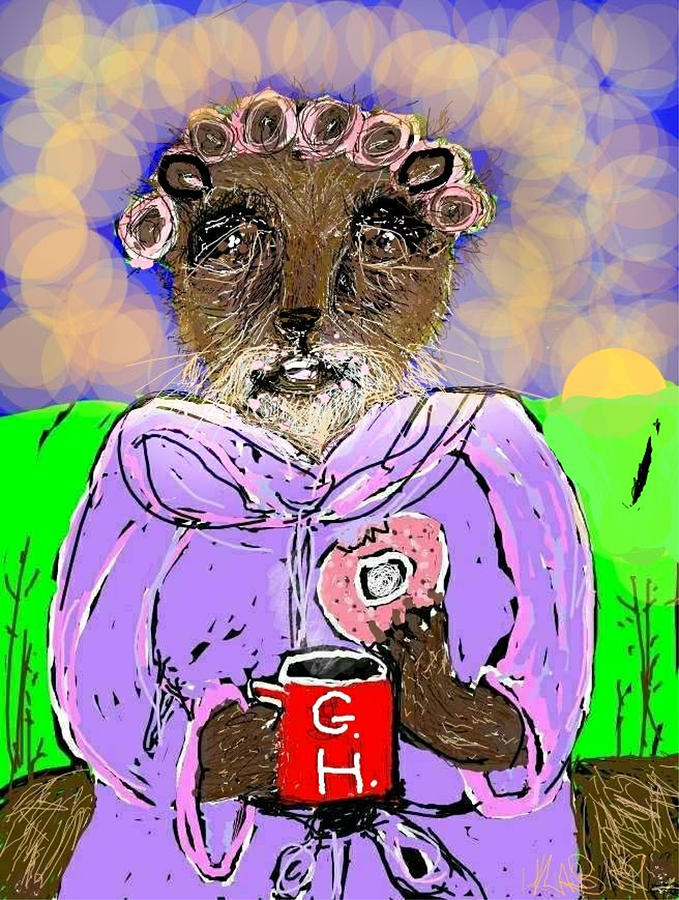 Good Morning Miz Groundhog Digital Art by Kathy Barney