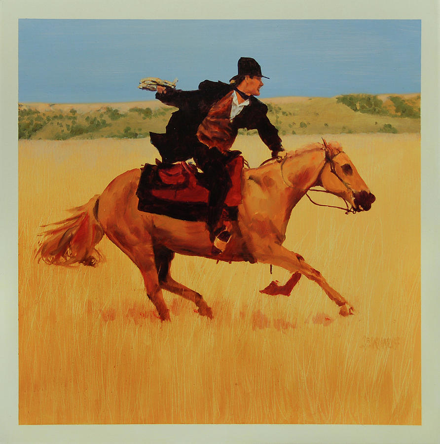 Cowboy Painting - Good News by J. E. Knauf