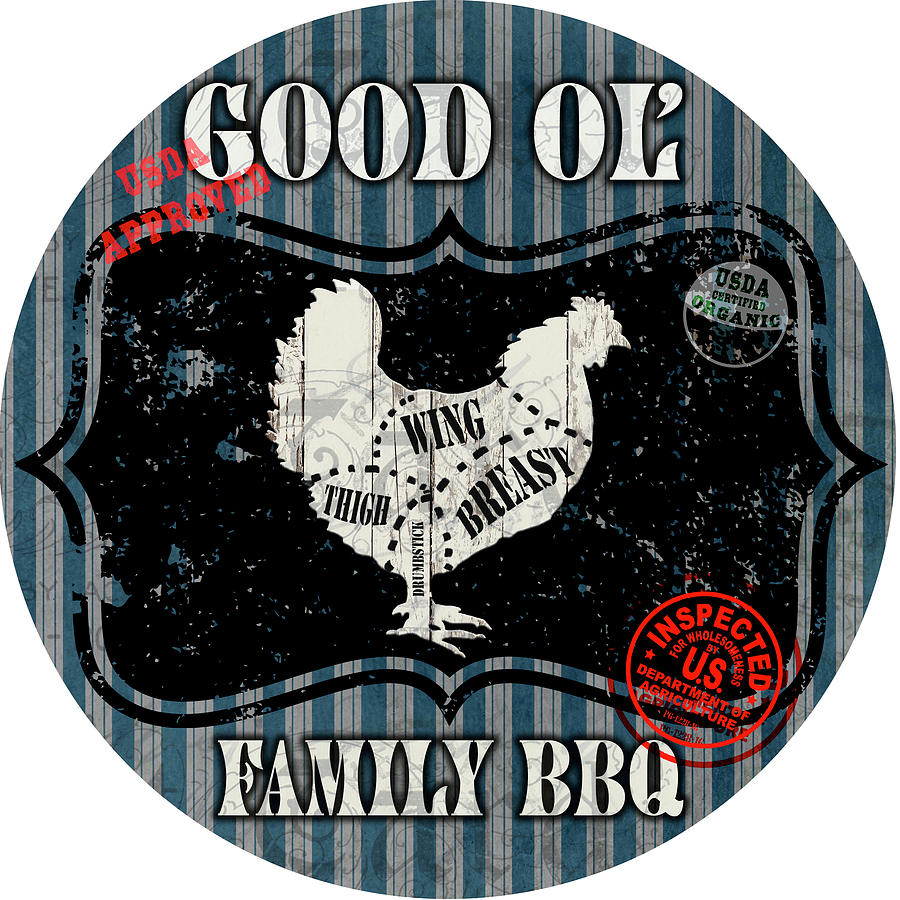 Animal Mixed Media - Good Ol Family Bbq Round Chicken by Lightboxjournal