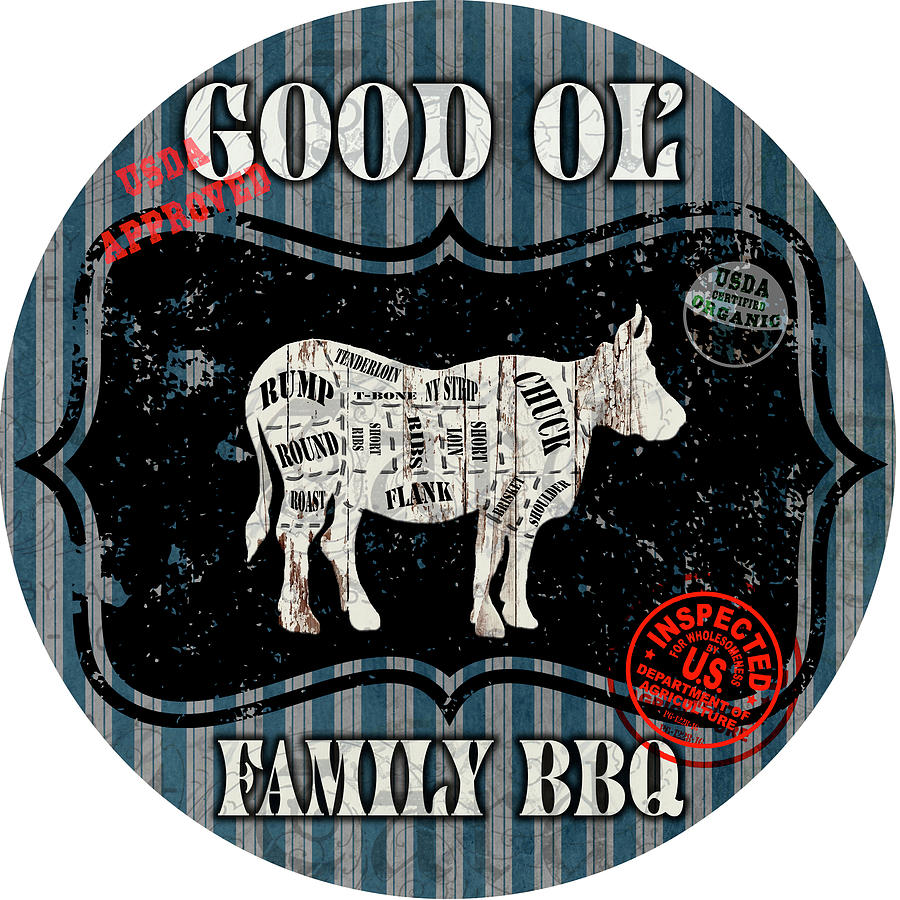 Animal Mixed Media - Good Ol Family Bbq Round Cow by Lightboxjournal