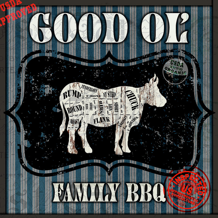 Animal Mixed Media - Good Ol Family Bbq Square Cow by Lightboxjournal