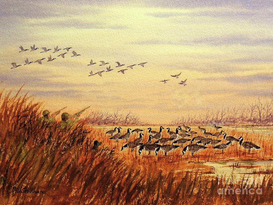 Geese Painting - Goose Hunting Companions by Bill Holkham