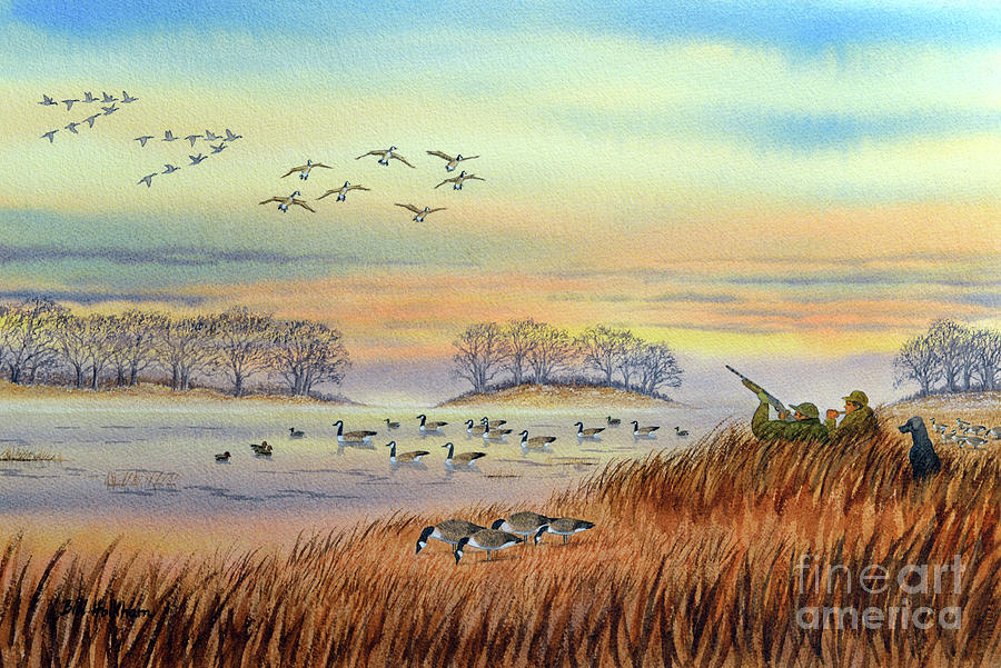 Geese Painting - Goose Hunting Season by Bill Holkham