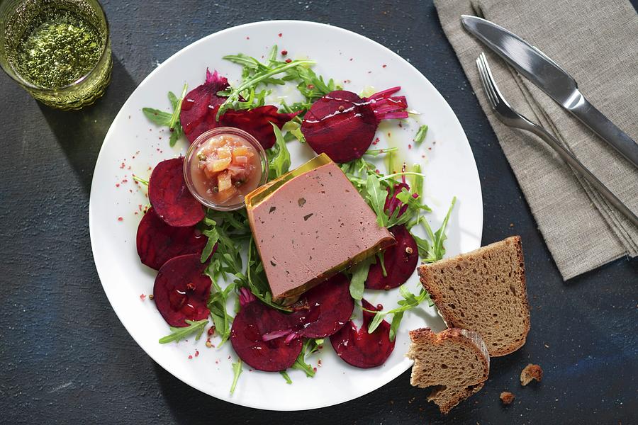 Goose Liver Terrine On Beetroot Photograph by Frank Weymann