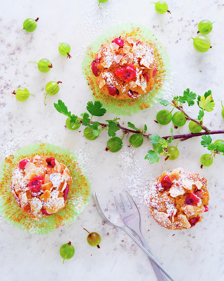 Gooseberry Muffins With Almond Flakes Photograph by Udo Einenkel