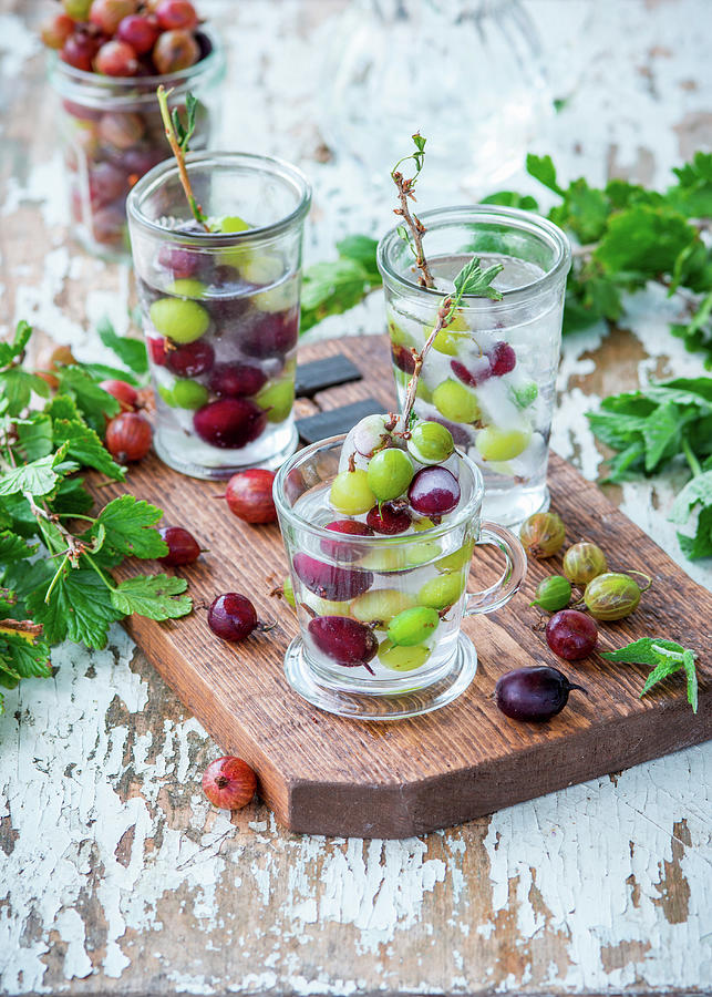 Gooseberry Popsicles In Water As A Summer Drink Photograph by Irina Meliukh