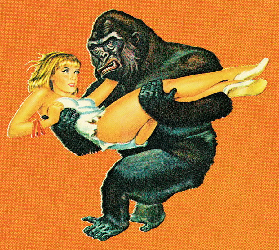 King Kong Drawing - Gorilla with woman by CSA Images