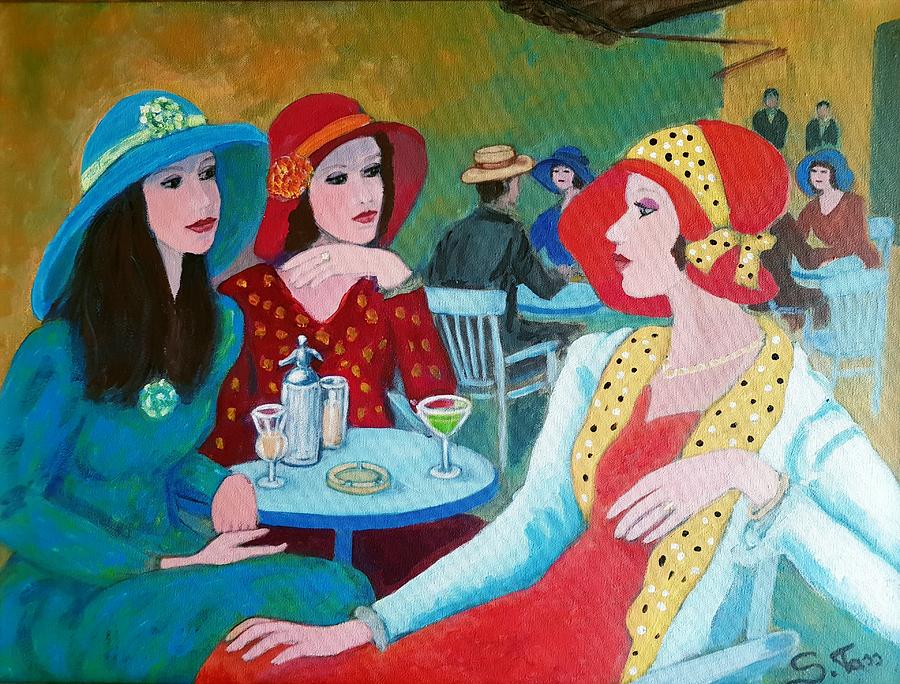 Portrait Painting - Gossiping  by Sylvia Tass