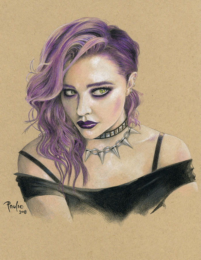 Chloe Grace Moretz Drawing - Goth Chloe by Paul Petro